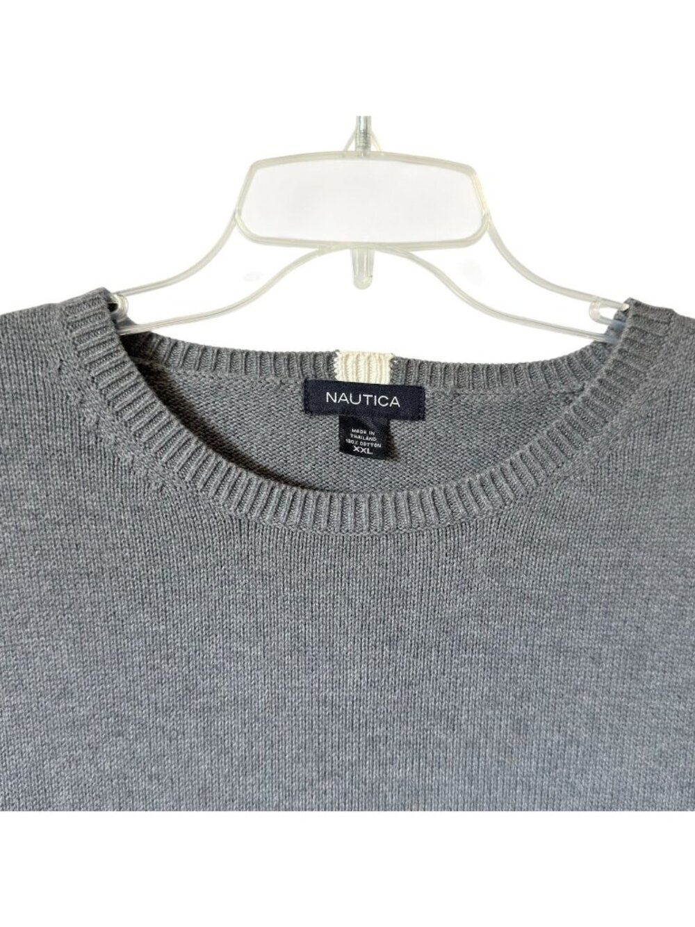 Vintage Nautica Mens XXL Sweater Crew Neck Pullover Gray Logo Cotton Horizontal - Picture 8 of 16